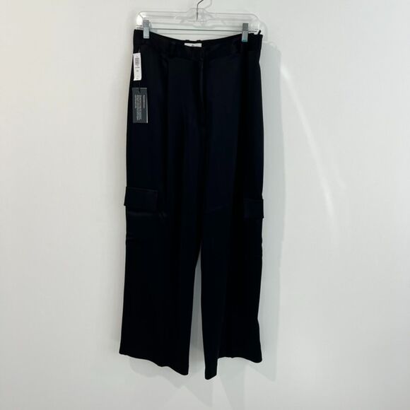 NWT Aritzia Babaton Outgoing High-Rise Satin Baggy Wide Leg Cargo Pant 10 - Picture 2 of 9